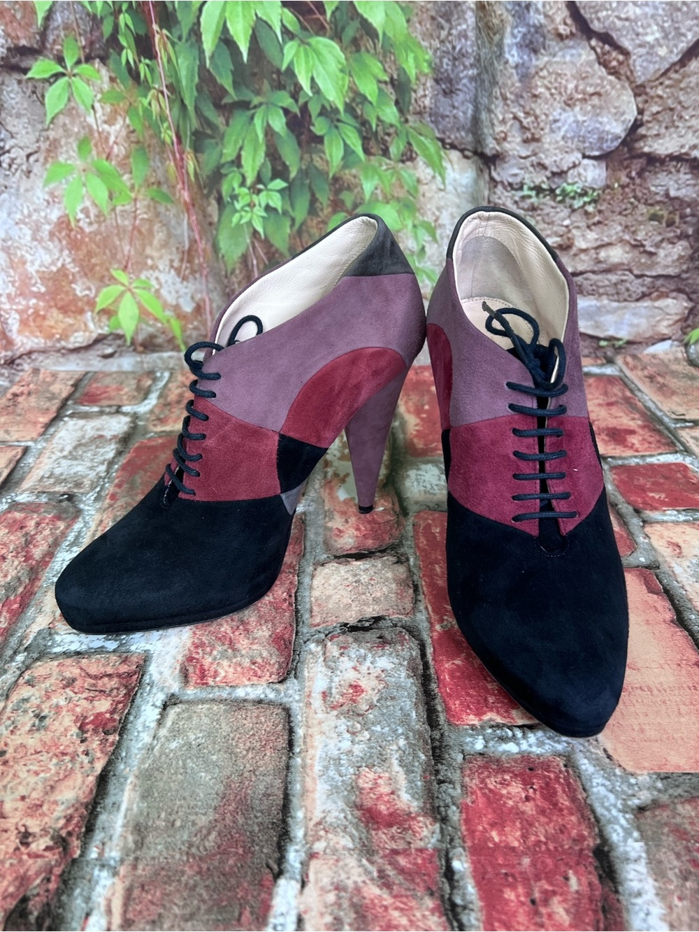 PRADA Italian Made Suede Lace-Up Color Block Luxury Platform Oxfords, 37.5 - Picture 5 of 16